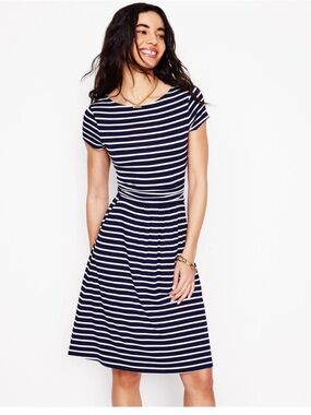 New BODEN Amelie Jersey Dress stripes Twist Short Sleeve Fit & Flare 8R